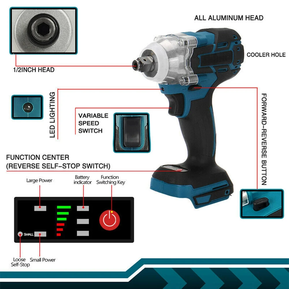 125mm Brushless Electric Angle Grinder Combo Kit Impact Wrench Power Tool For Makita 18V Battery Cordless Power Tool Set