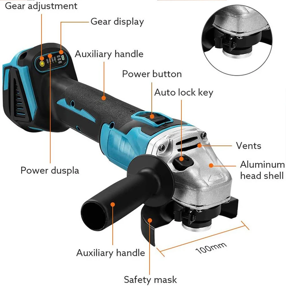 125mm Brushless Electric Angle Grinder Combo Kit Impact Wrench Power Tool For Makita 18V Battery Cordless Power Tool Set