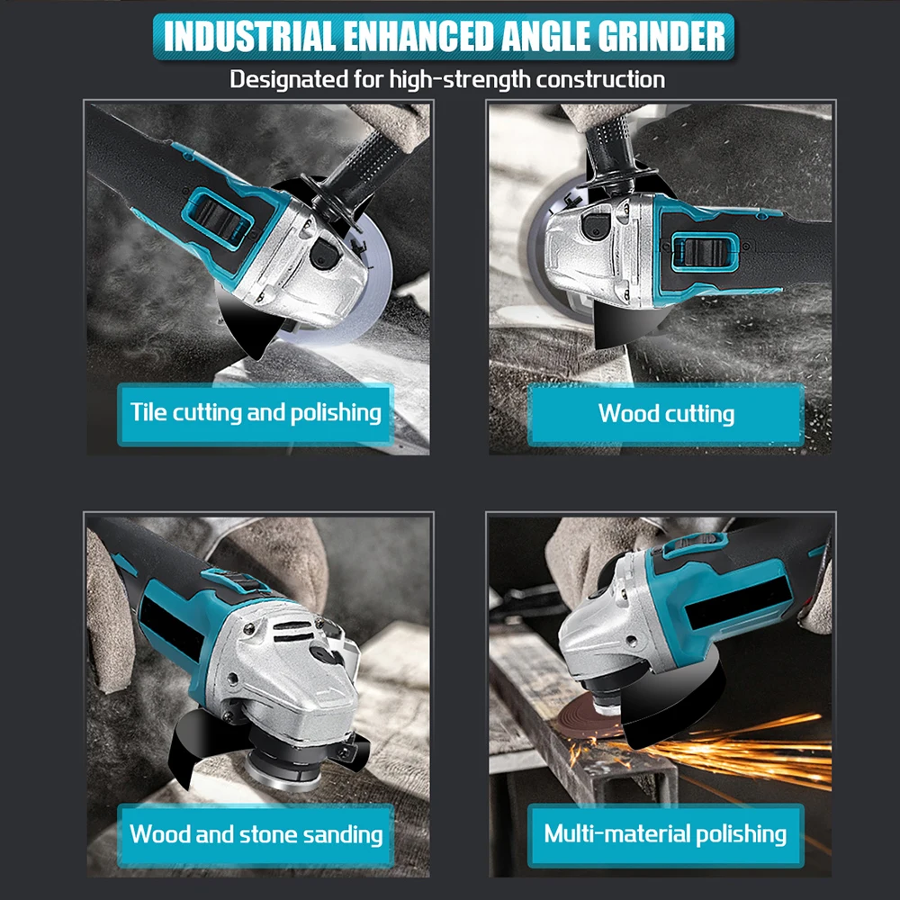 125mm Brushless Electric Angle Grinder Combo Kit Impact Wrench Power Tool For Makita 18V Battery Cordless Power Tool Set