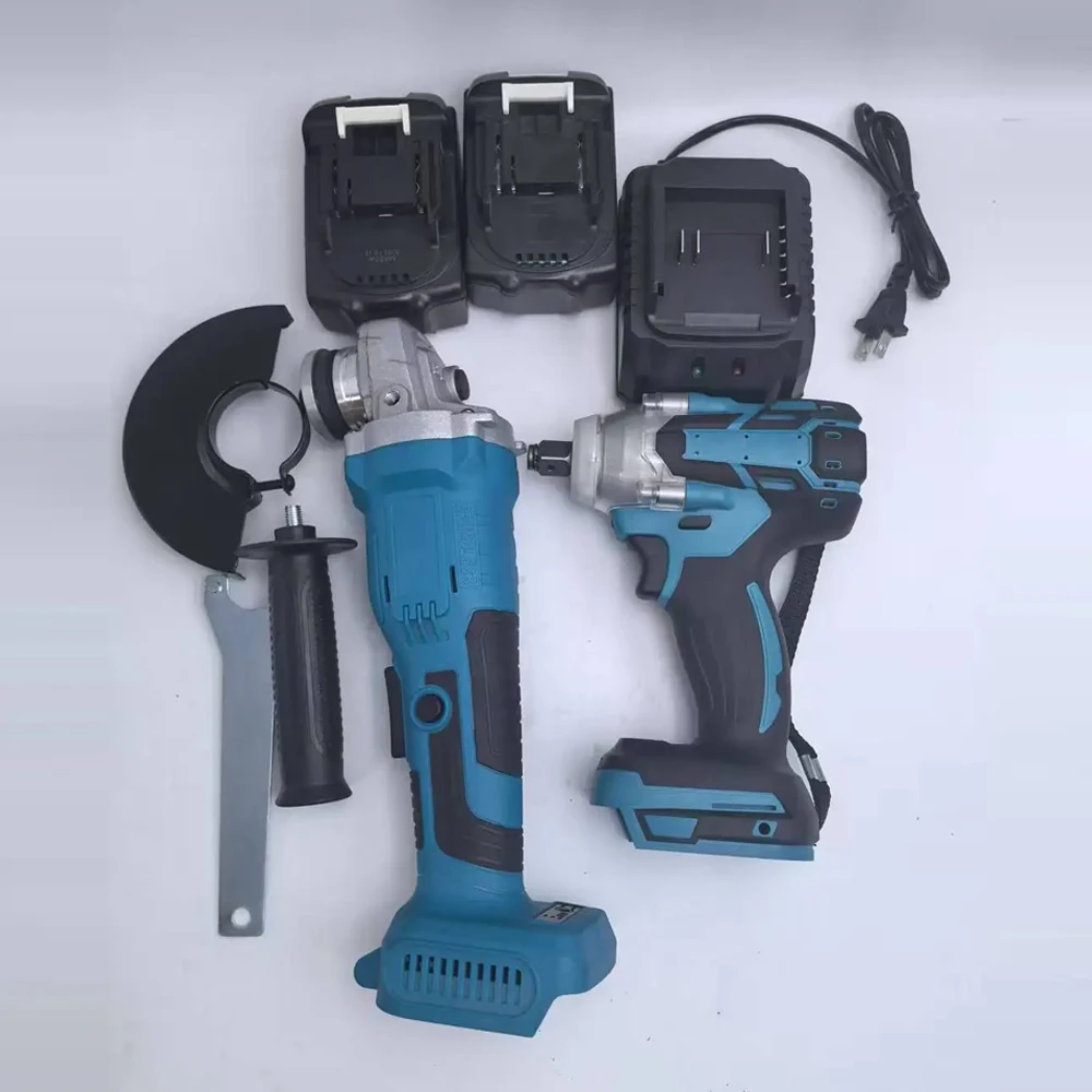 125mm Brushless Electric Angle Grinder Combo Kit Impact Wrench Power Tool For Makita 18V Battery Cordless Power Tool Set