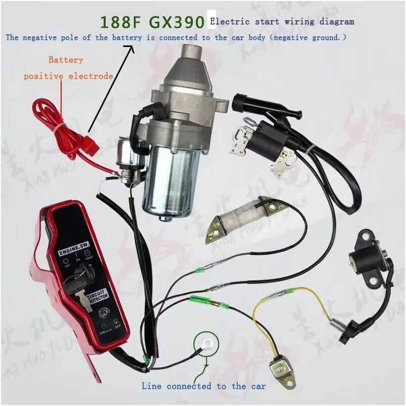 Electric Start Kit Flywheel Starter Motor Switch Ignition For Honda GX390 13HP Engines and Generators