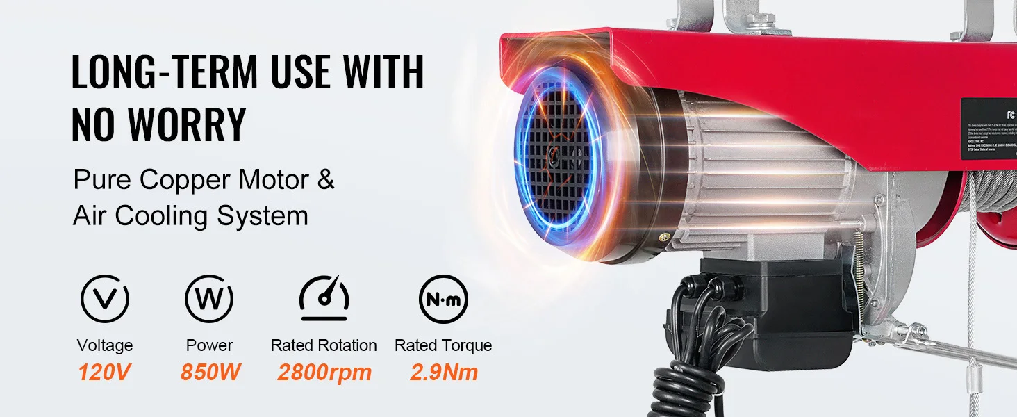 SucceBuy 200-800kg Electric Hoist with Wired/Wireless Remote Control Lifting Crane Cable Hoist Winch for Boat Garage Elevator
