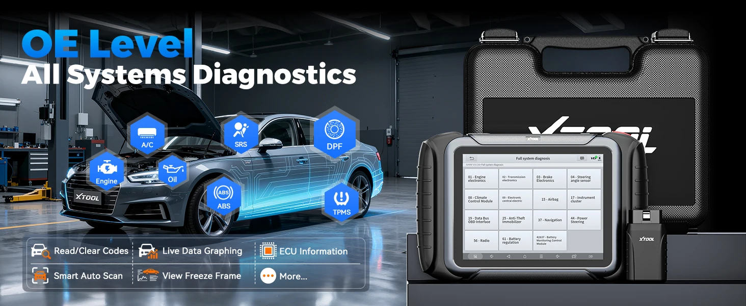 XTOOL D8W BT OBD2 Diagnostic Tool ECU Coding Bluetooth Automotive Scanner VAG Guided Key Programming Topology Map with 42+ Reset