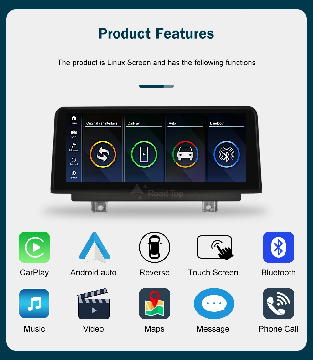 RoadTop 10.25'' 12.3'' Wireless CarPlay Android Auto For BMW Series 1 E81 E82 E87 E88 CCC CIC System Multimedia Display Screen