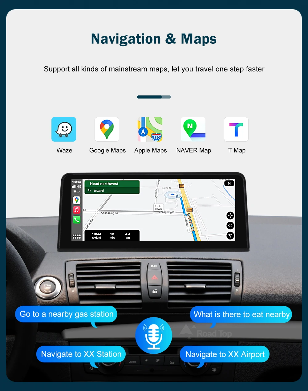 RoadTop 10.25'' 12.3'' Wireless CarPlay Android Auto For BMW Series 1 E81 E82 E87 E88 CCC CIC System Multimedia Display Screen