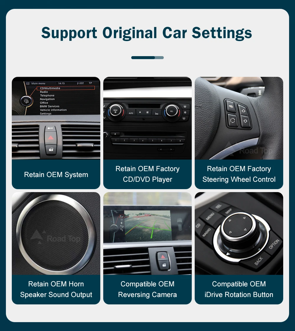 RoadTop 10.25'' 12.3'' Wireless CarPlay Android Auto For BMW Series 1 E81 E82 E87 E88 CCC CIC System Multimedia Display Screen