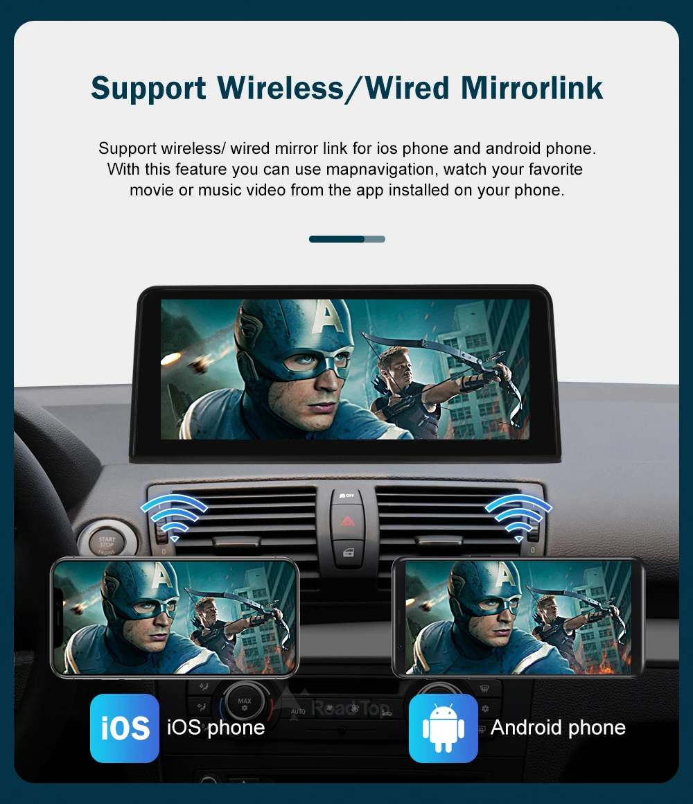 RoadTop 10.25'' 12.3'' Wireless CarPlay Android Auto For BMW Series 1 E81 E82 E87 E88 CCC CIC System Multimedia Display Screen