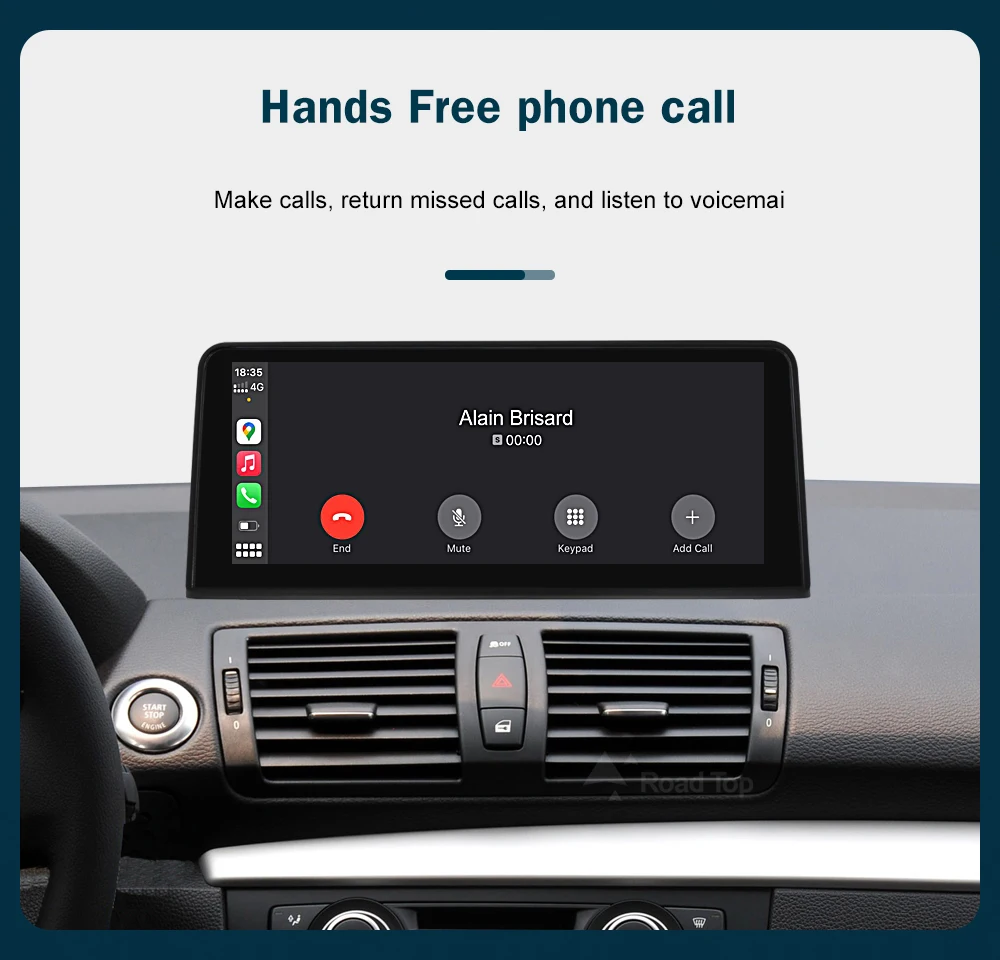RoadTop 10.25'' 12.3'' Wireless CarPlay Android Auto For BMW Series 1 E81 E82 E87 E88 CCC CIC System Multimedia Display Screen