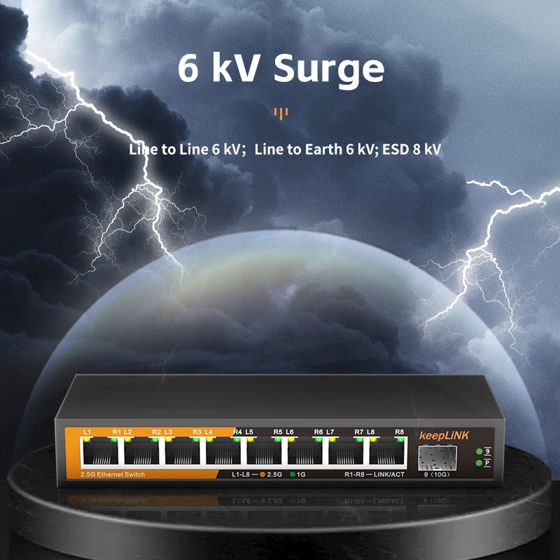 KeepLiNK 9-Port Multi-Gigabit Network Switch with 8-Port 2.5Gb Ethernet Copper and 2-10Gb SFP+ Uplink