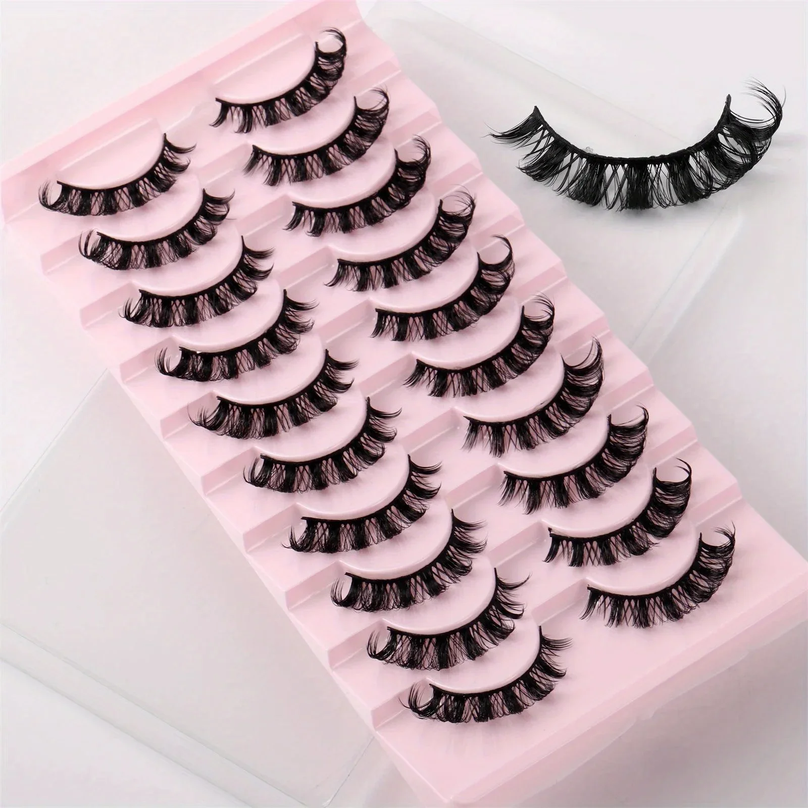 30Pairs 3-Pack Russian Strip Lashes D Curl Fake Lashes Natural Look Fluffy Volume Wispy Russian Lashes 3D Effect Fake Eyelashes