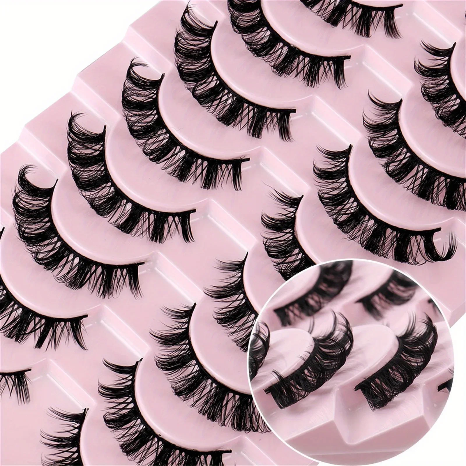 30Pairs 3-Pack Russian Strip Lashes D Curl Fake Lashes Natural Look Fluffy Volume Wispy Russian Lashes 3D Effect Fake Eyelashes