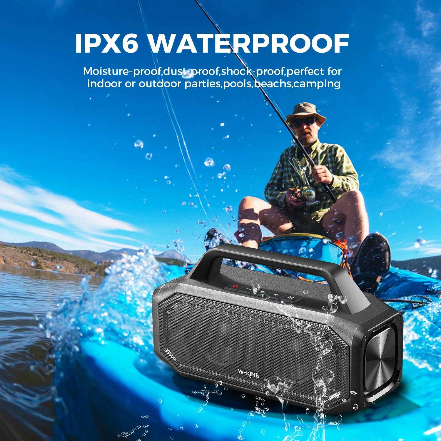 W-KING BT261-2 80W Speakers Bluetooth Wireless, Portable Outdoor Speakers Loud with Bass Boost, Stereo Pairing, Reverse Charging, IPX6 Waterproof