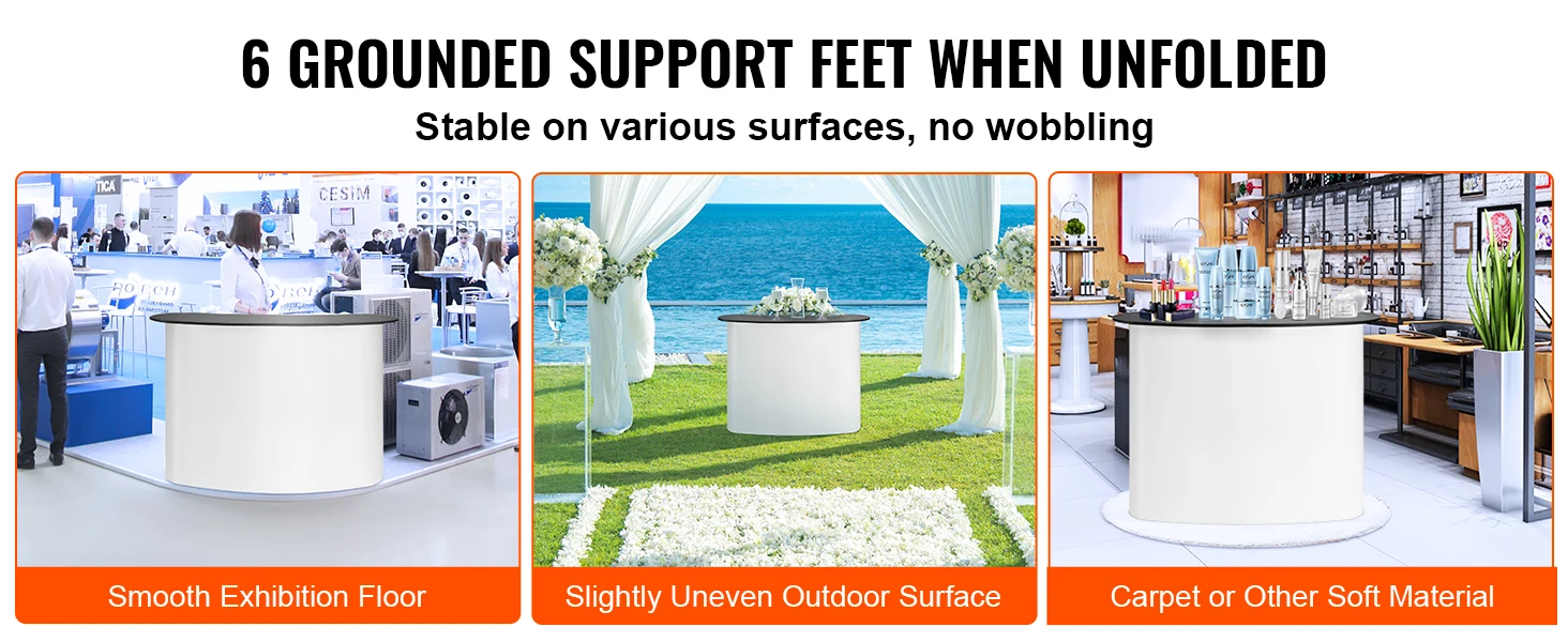 SucceBuy Portable Tradeshow Podium Table Exhibition Counter Stand Booth Fair w/ Wall Foldable Promotion Retail Table for party