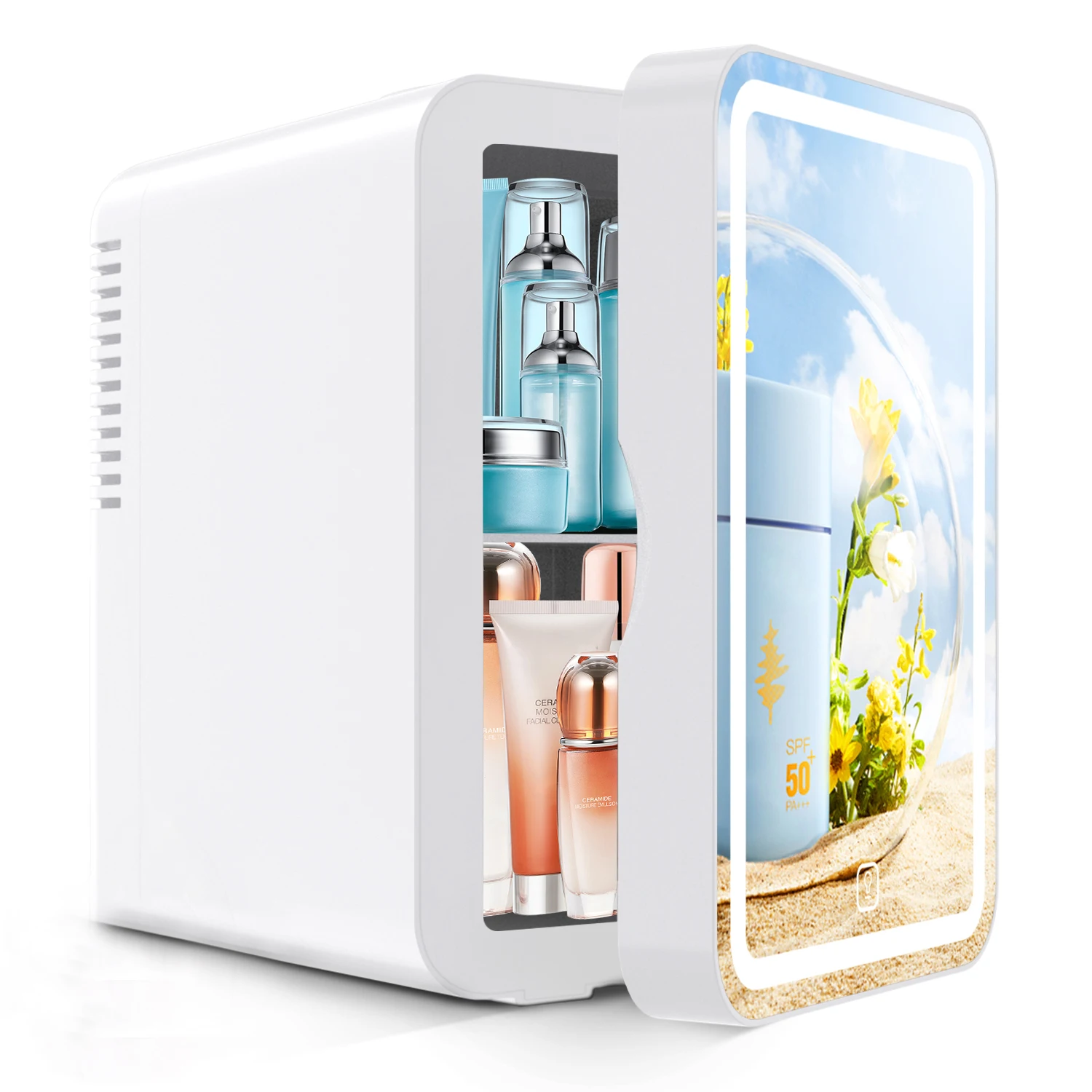 6L mirror beauty makeup refrigerator skin cosmetics skin care mask hot and cold storage portable LED mini refrigerator