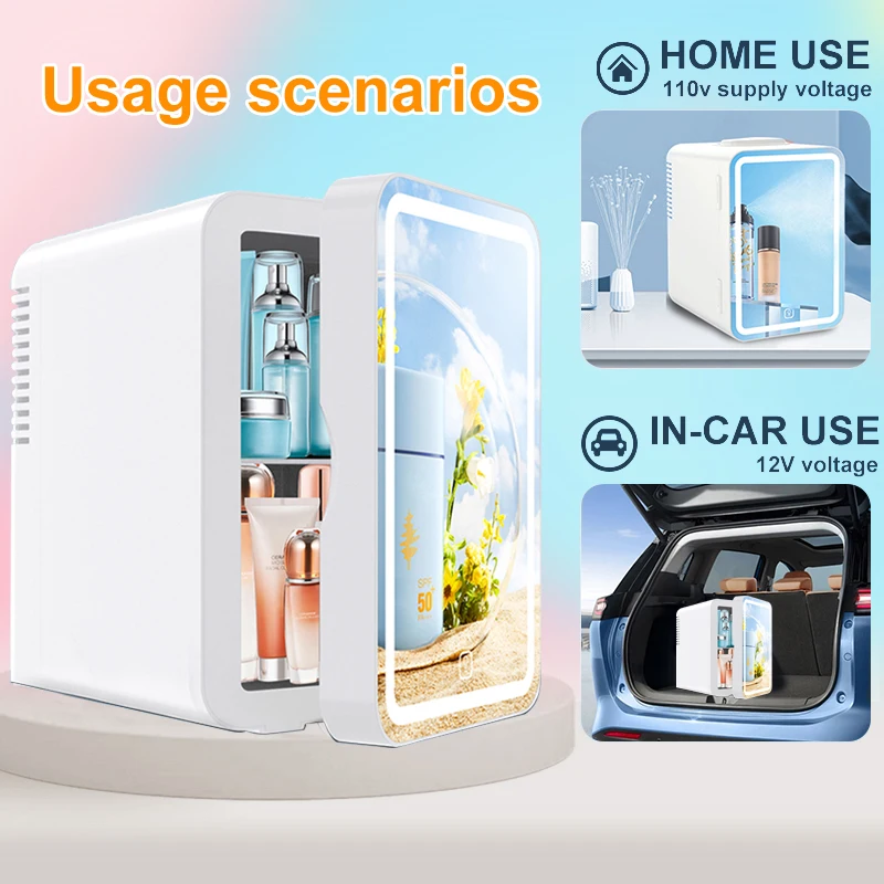 6L mirror beauty makeup refrigerator skin cosmetics skin care mask hot and cold storage portable LED mini refrigerator