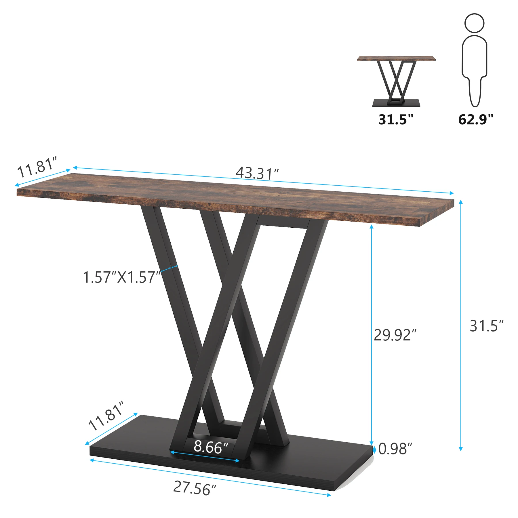 Tribesigns 43 Inch Console Table Industrial Entryway Hallway Table Living Room Furniture