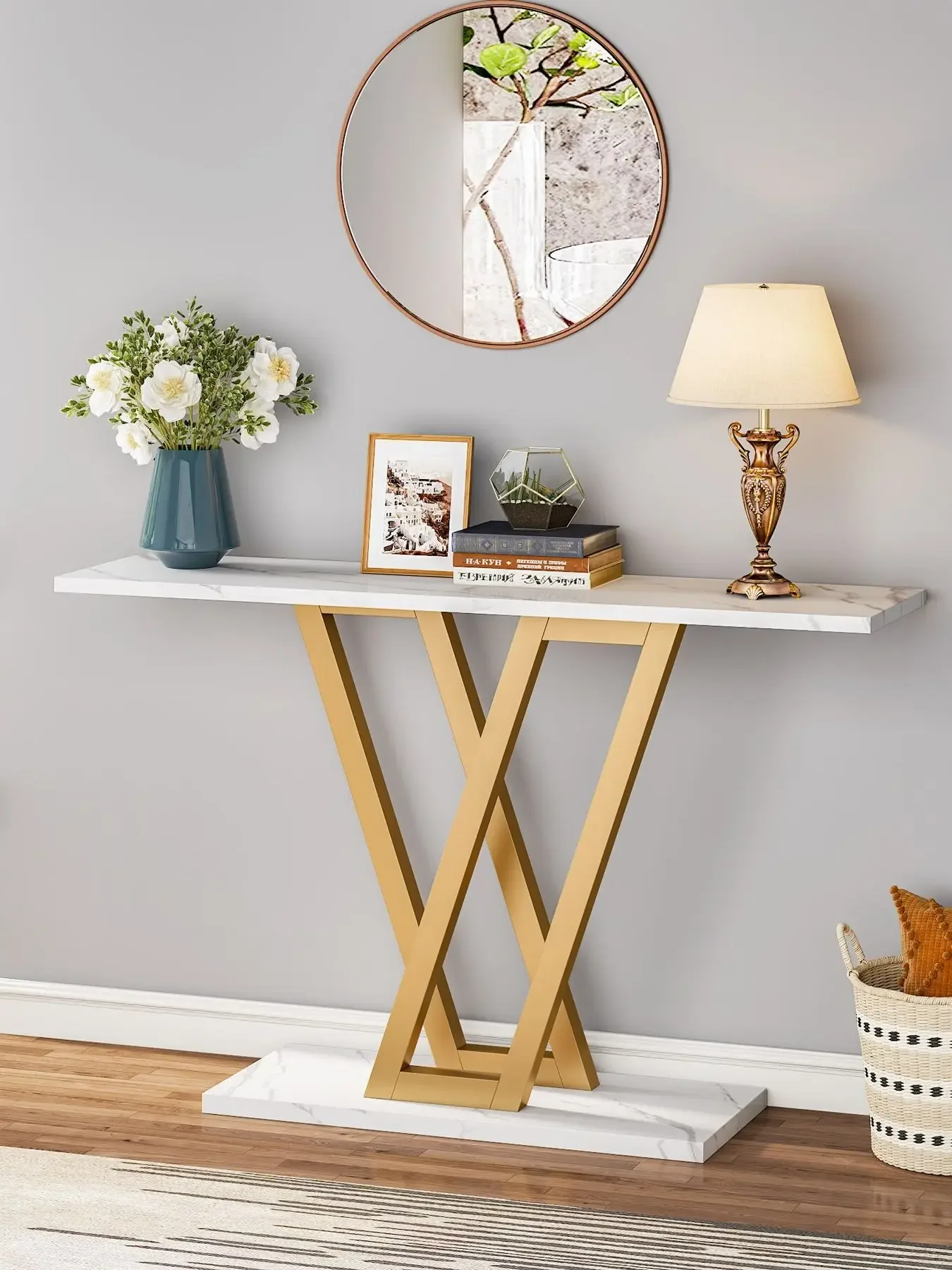 Tribesigns 43 Inch Console Table Industrial Entryway Hallway Table Living Room Furniture