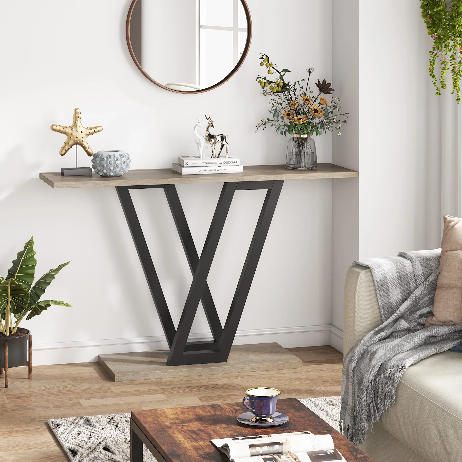 Tribesigns 43 Inch Console Table Industrial Entryway Hallway Table Living Room Furniture