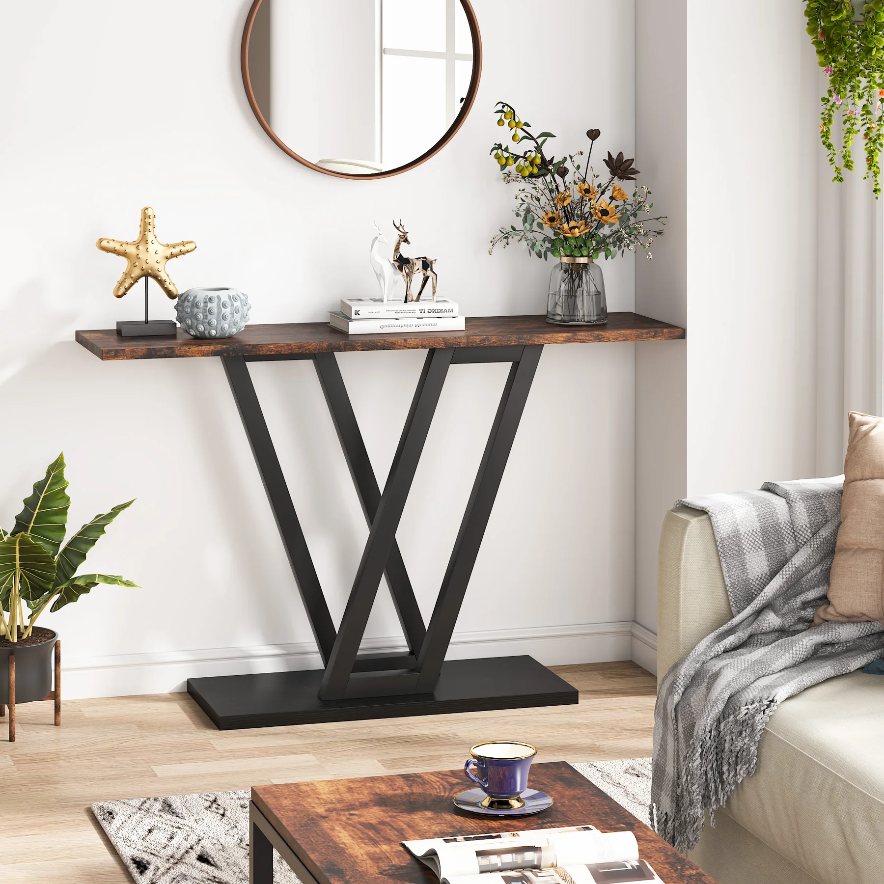 Tribesigns 43 Inch Console Table Industrial Entryway Hallway Table Living Room Furniture