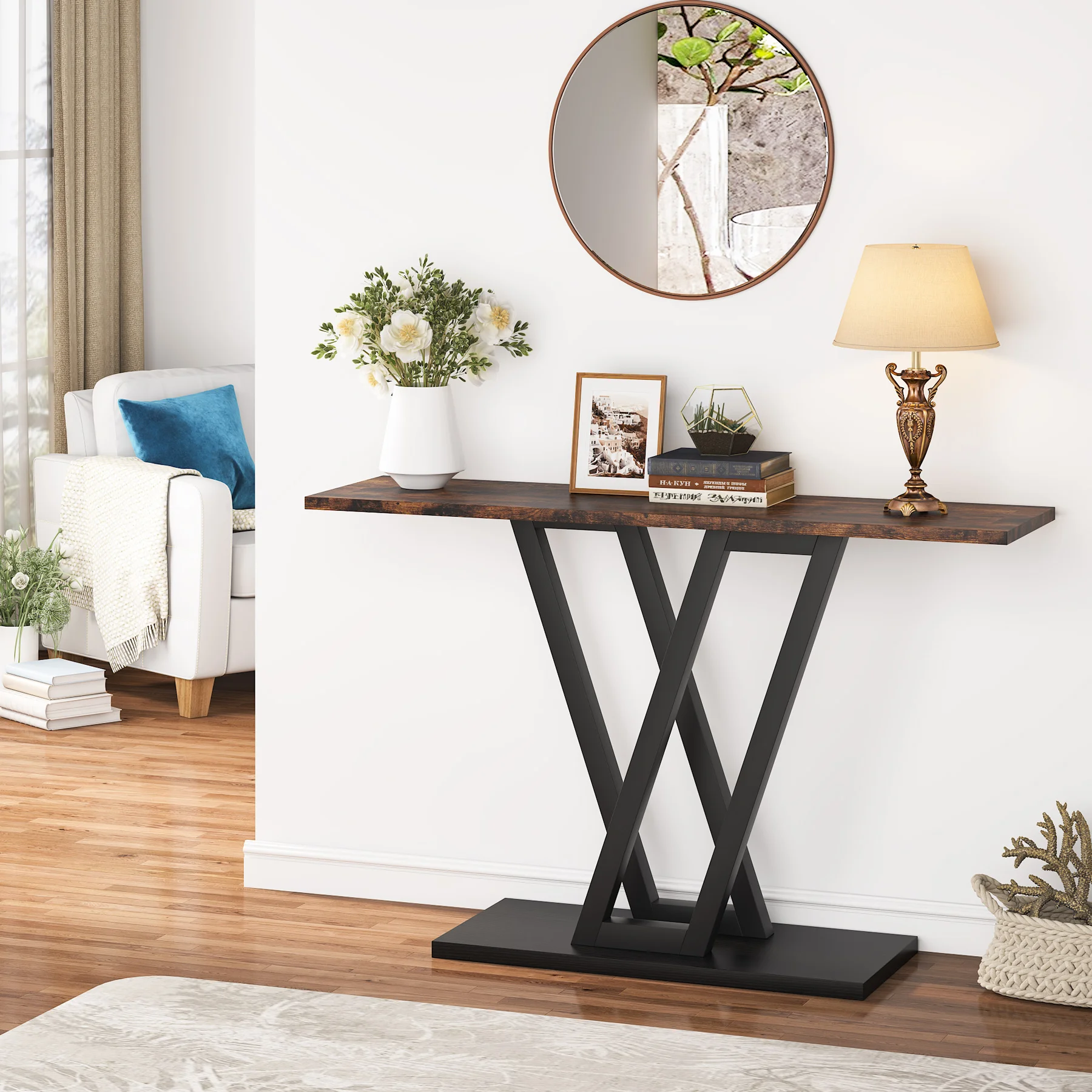 Tribesigns 43 Inch Console Table Industrial Entryway Hallway Table Living Room Furniture