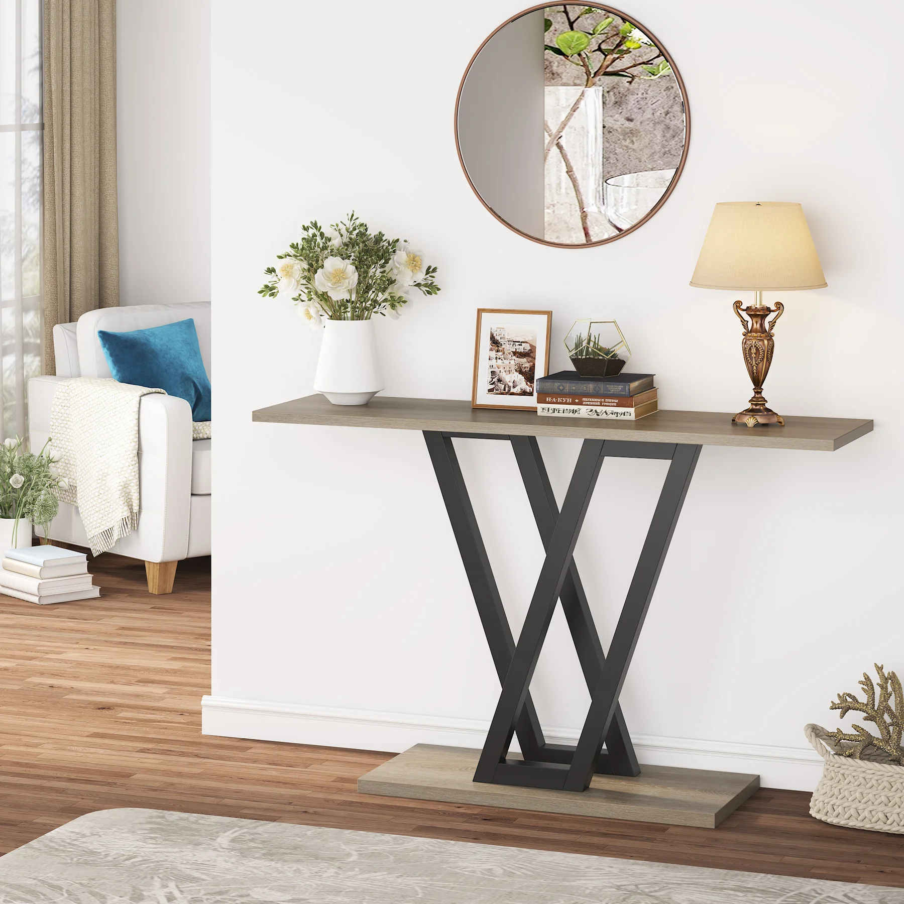 Tribesigns 43 Inch Console Table Industrial Entryway Hallway Table Living Room Furniture
