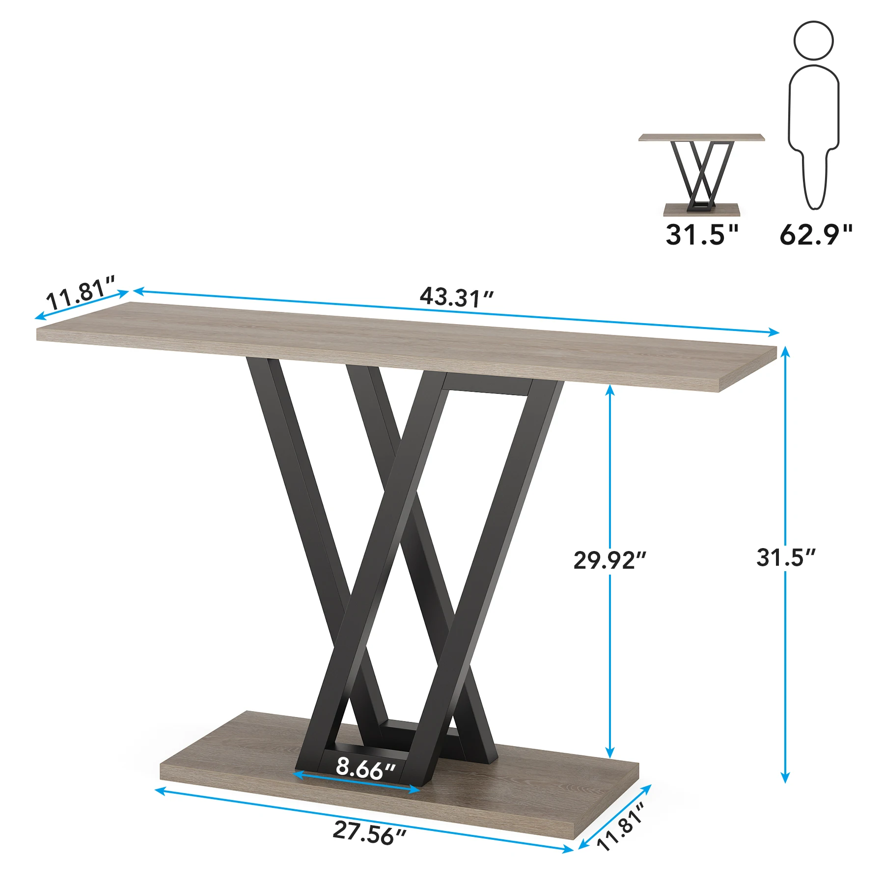 Tribesigns 43 Inch Console Table Industrial Entryway Hallway Table Living Room Furniture