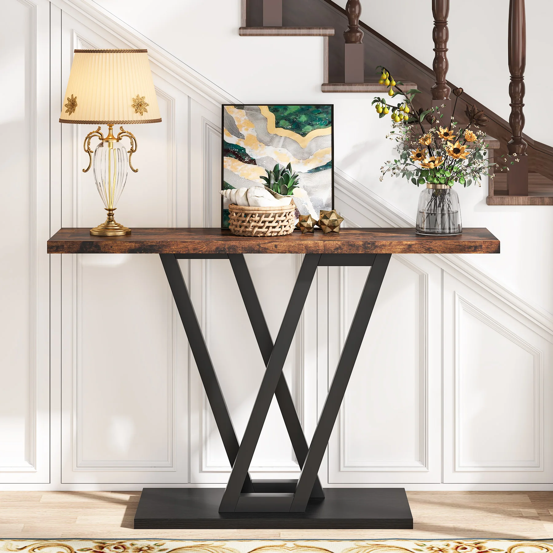 Tribesigns 43 Inch Console Table Industrial Entryway Hallway Table Living Room Furniture