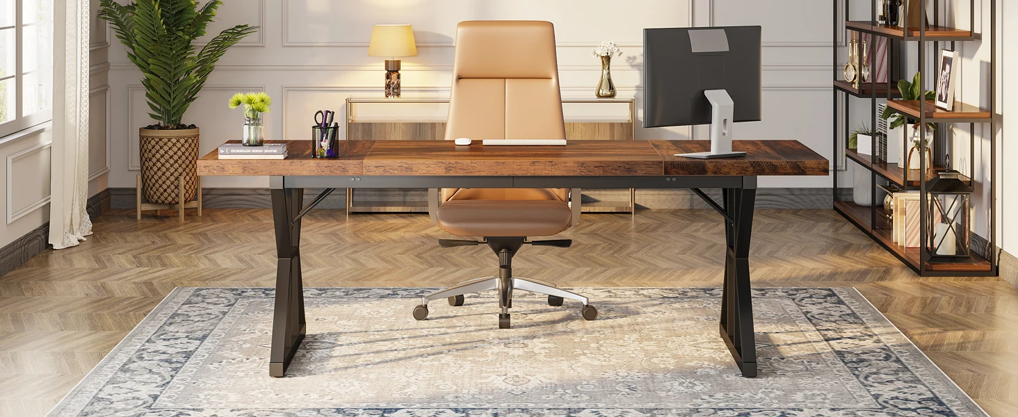 Tribesigns 70.8-Inch Executive Desk, Large Computer Office Desk Workstation, Modern Simple Style Laptop Desk Study Writing Table