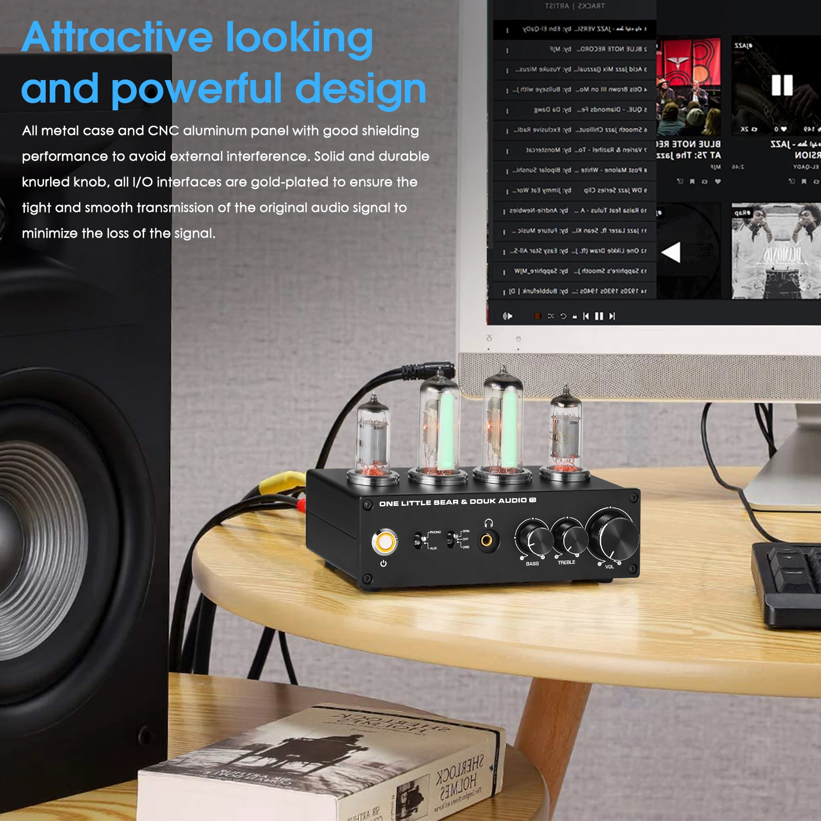 Nobsound T9 Mini 6E2 MM/MC Phono Stage Turntable Preamp HiFi Stereo Audio Vacuum Tube Preamplifier Dekstop Headphone Amp