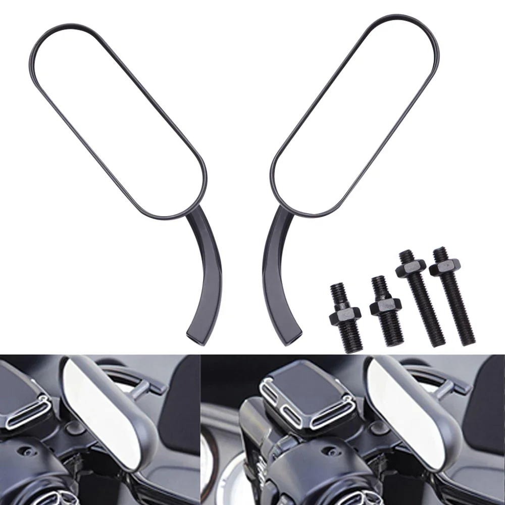 Motorcycle Rearview Mirror Square Oval Side Mirror For Harley Touring Electra Glide Dyna Fatboy Softail Breakout Sportster