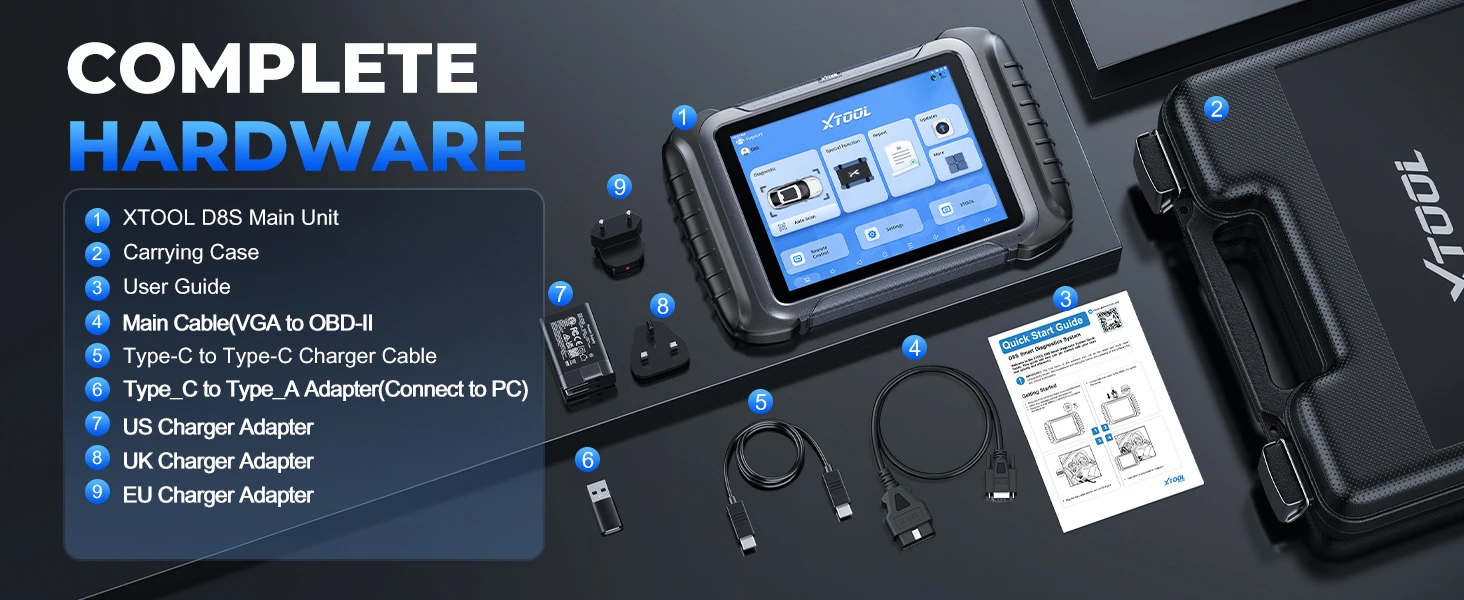 XTOOL D8S V2.0 Automotive Diagnostic Tool Online ECU Coding Topology Map Key Programming Car Scanner with 42+ Resets FCA CAN FD