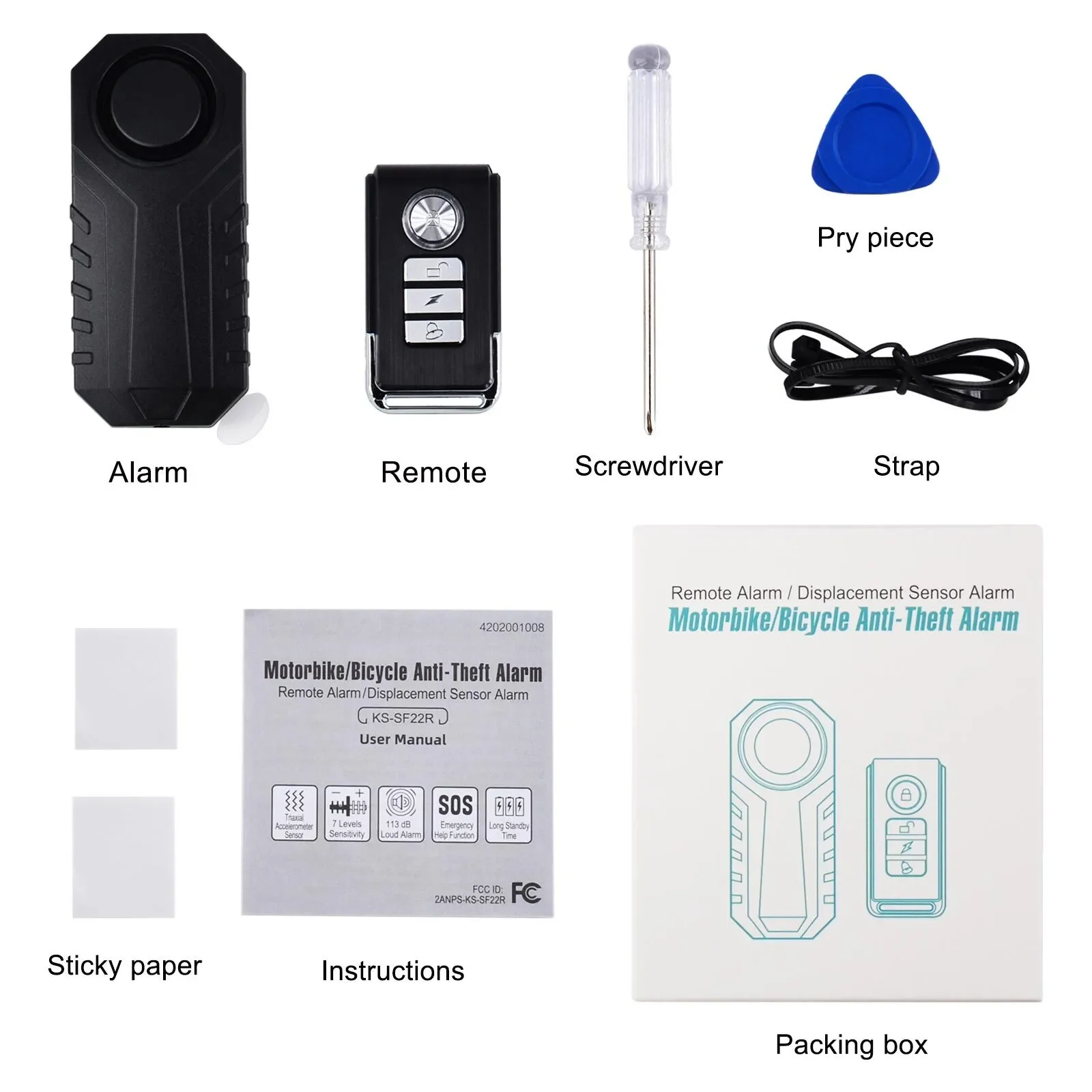 Bike Alarm Horn with Remote Loud 113dB Vibration Sensor Waterproof for Motorcycle Bicycle scooter