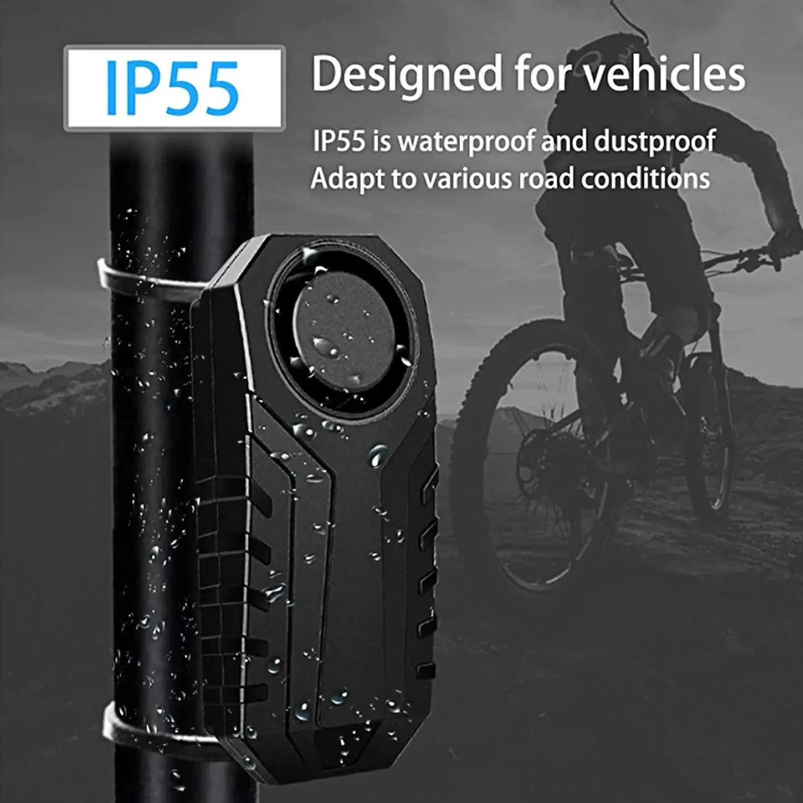 Bike Alarm Horn with Remote Loud 113dB Vibration Sensor Waterproof for Motorcycle Bicycle scooter