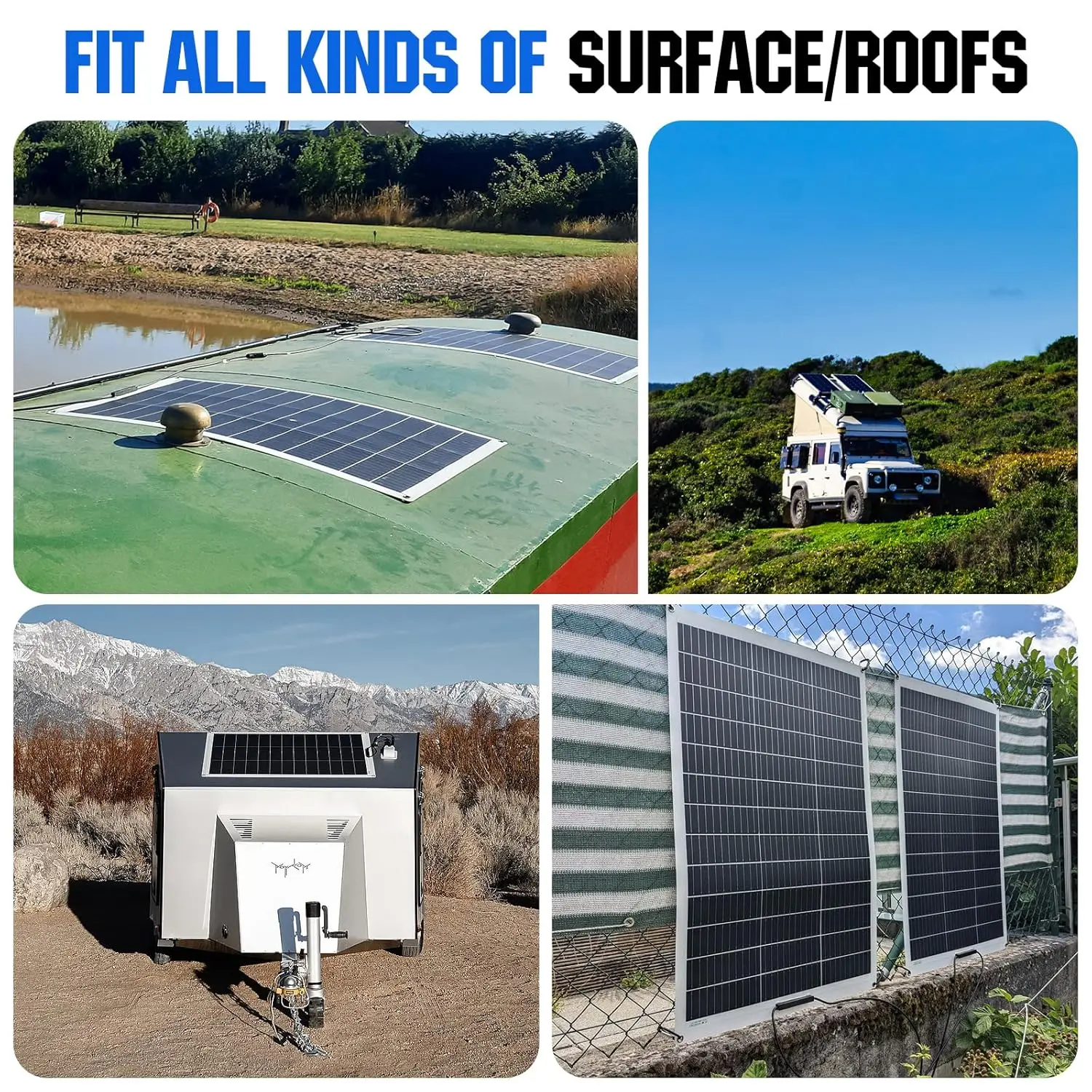 125W 250W Solar Panel 18V Flexible Solar Panel Monocrystaillne Solar Cell 12V/24V Battery Charger 1000W Home System Kits RV Boat