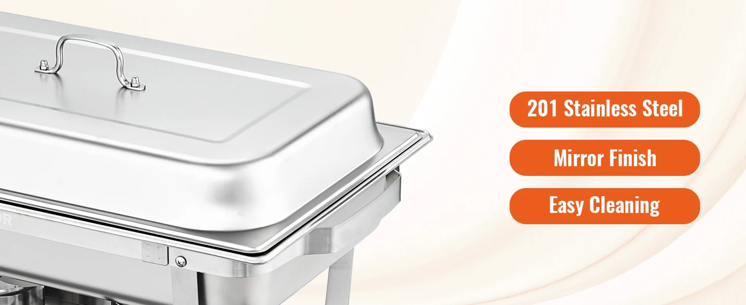 SucceBuy 8QT Rectangle Chafing Dish 2/4/6 Packs W/ Full Size Pans Buffet Catering Warmer Server Folding Stand Fuel Holder Tray