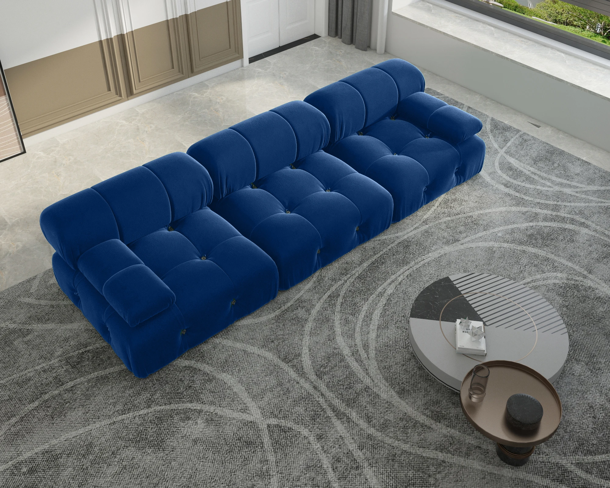 104" Minimalist Modular Sectional Sofas Modern Velvet Convertible Couches 3 Seats Living Room Sofa Sets for Office Apartment