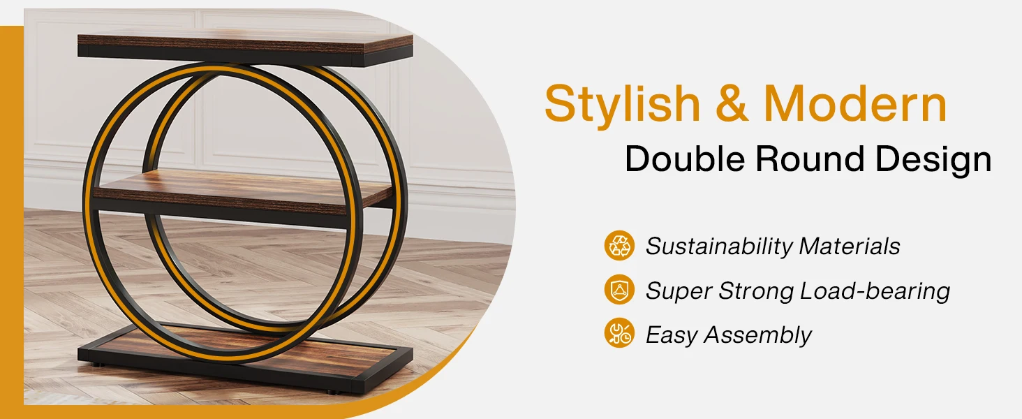 Tribesigns End Table, Narrow End Table with 3 Storage Shelves, Wooden Side Table, Industrial Small Sofa Side Table