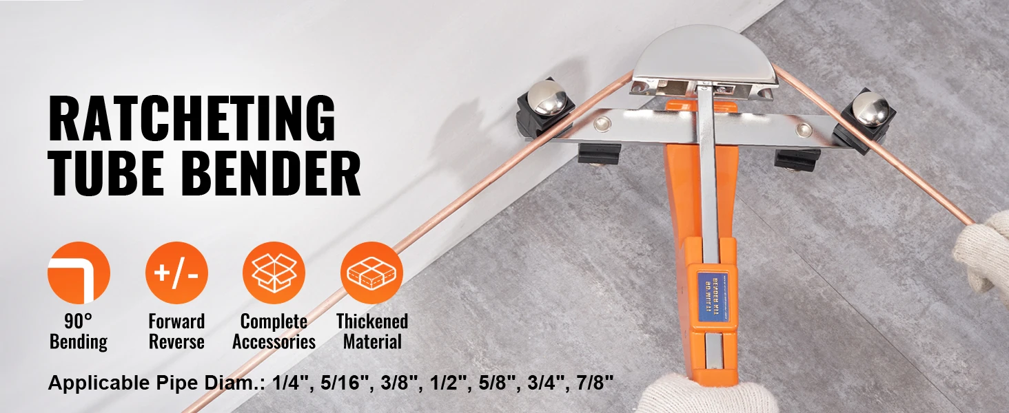 SucceBuy Pipe Tube Bender Ratcheting Reverse Tubing Bending Tools w/ 7 Dies Pipe Cutter for Air Conditioning Refrigerator Repair