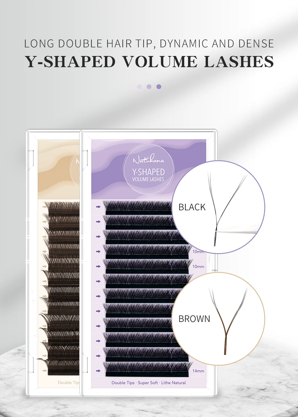 NATUHANA YY Shape Eyelash Extensions C/D Curl Black Brown Y Lashes Premade Volume Fans Individual Eyelashes Supplies Makeup