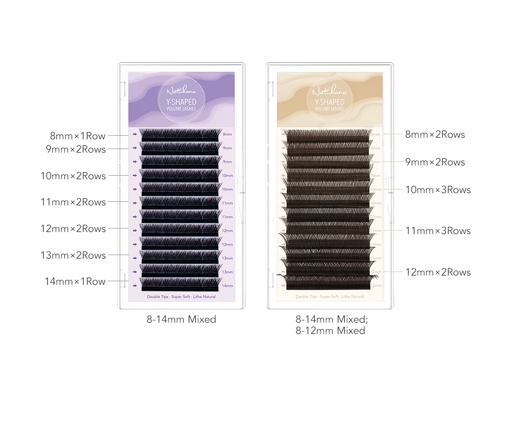 NATUHANA YY Shape Eyelash Extensions C/D Curl Black Brown Y Lashes Premade Volume Fans Individual Eyelashes Supplies Makeup