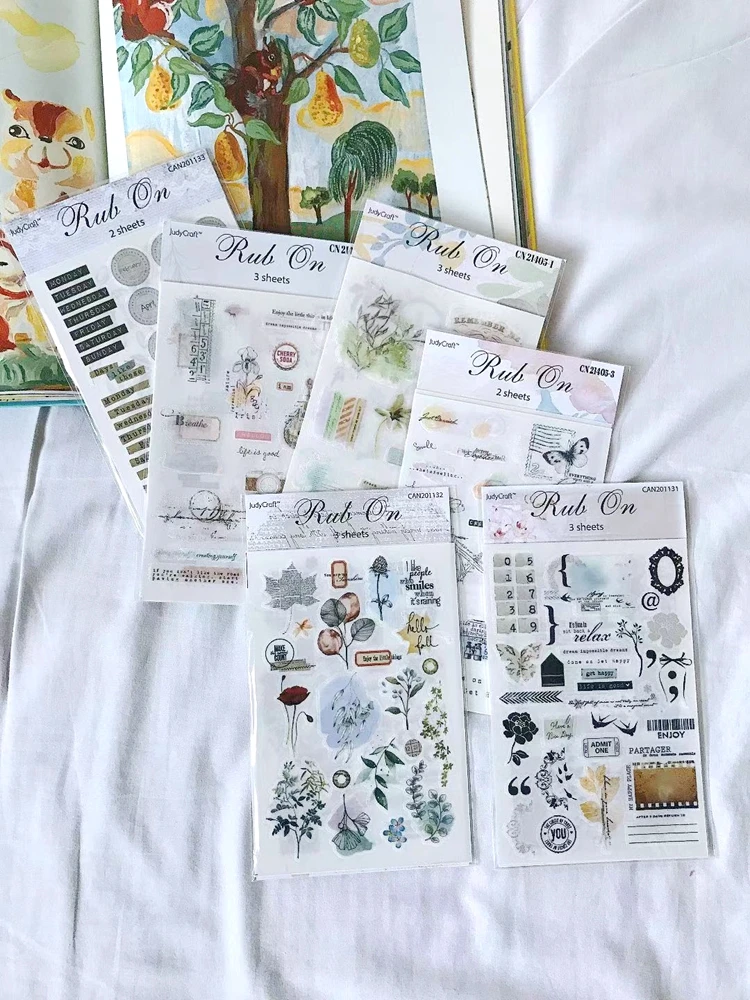 Aesthetic Scrapbooking Rub On Stickers Vintage DIY Journal Transfer Sticker Diary Photo Album Decoration Hobby Craft Supplies