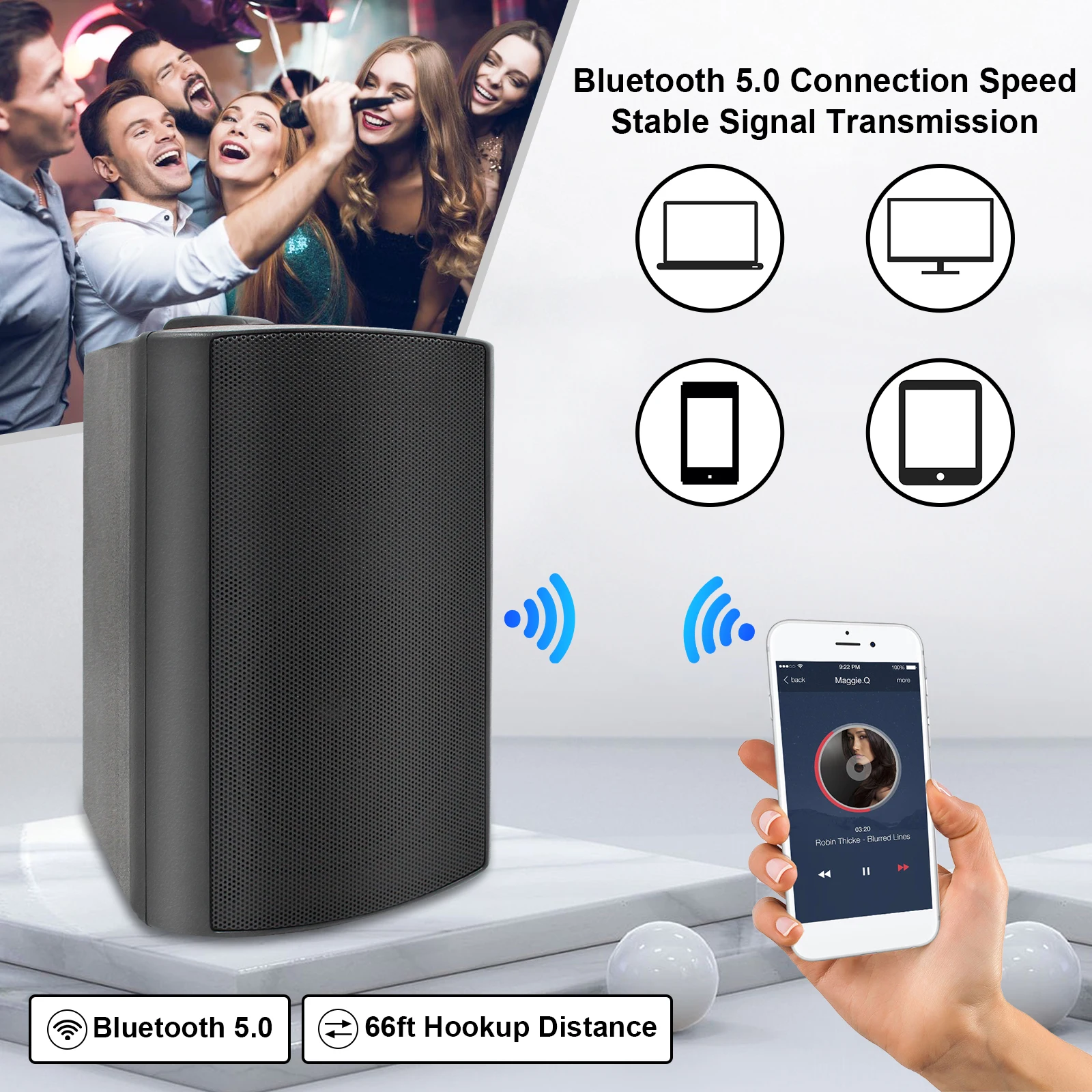 Herdio 4 Inch Outdoor Speaker Passive 400W Wireless Stereo Subwoofer Music Full Range Audio Bass Loudspeaker For Home Theater