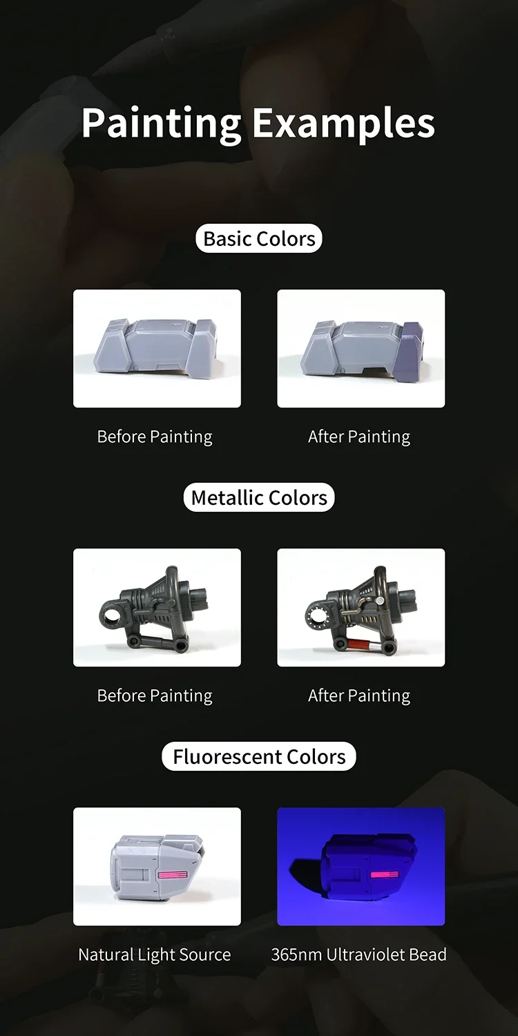 DSPIAE 5/8/12 Colors Brush Pen Environment-friendly Water-based Soft Head Marker Base Color Metallic Color Fluorescent Color