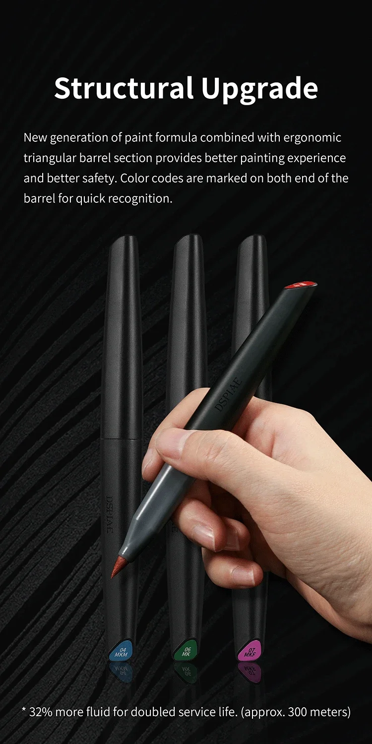 DSPIAE 5/8/12 Colors Brush Pen Environment-friendly Water-based Soft Head Marker Base Color Metallic Color Fluorescent Color