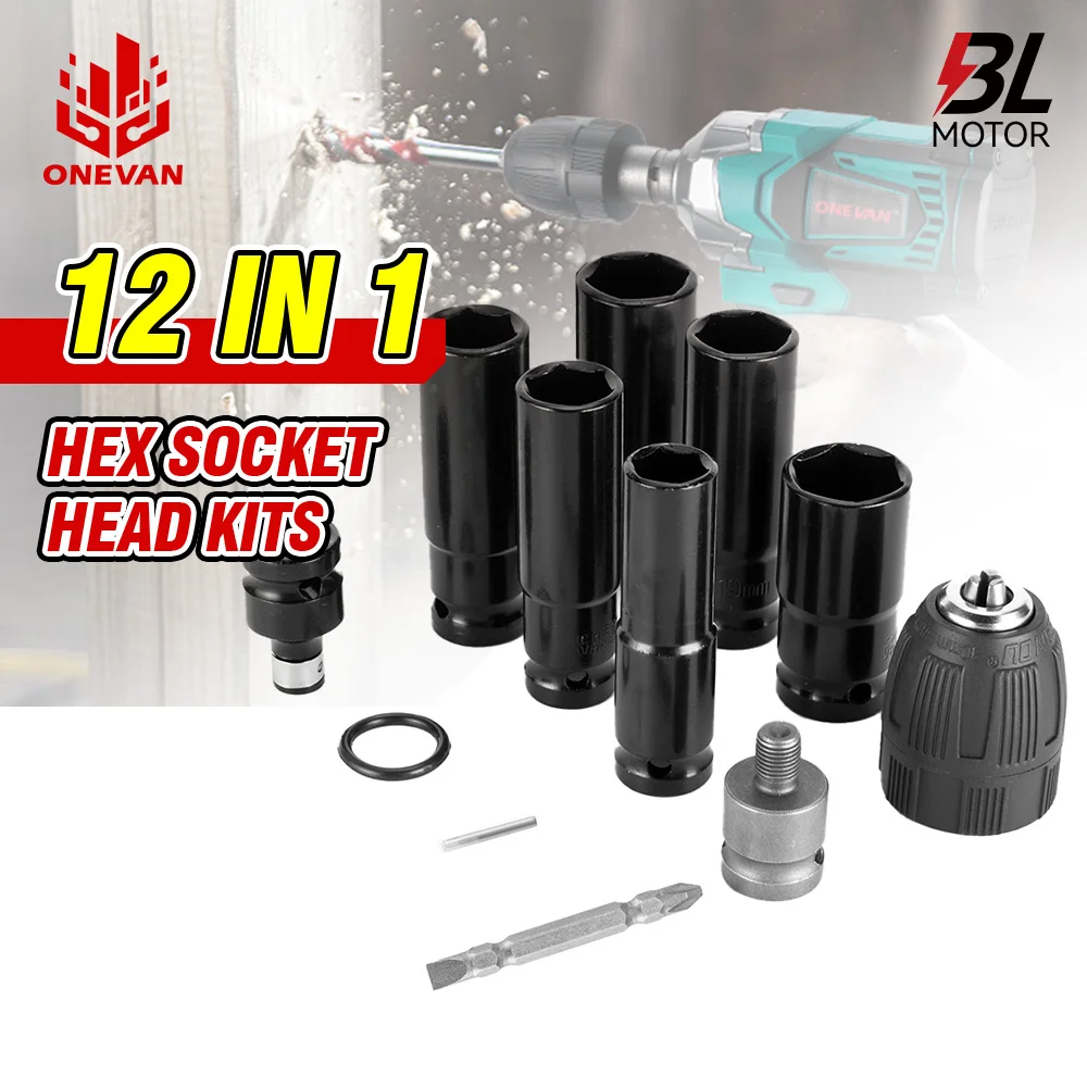 12Pcs Set 14/17/18/19/21/22 MM Electric Screwdrivers Wrench Accessories Impact Wrench Socket Adapter Kit Drill Drive Adapter SET