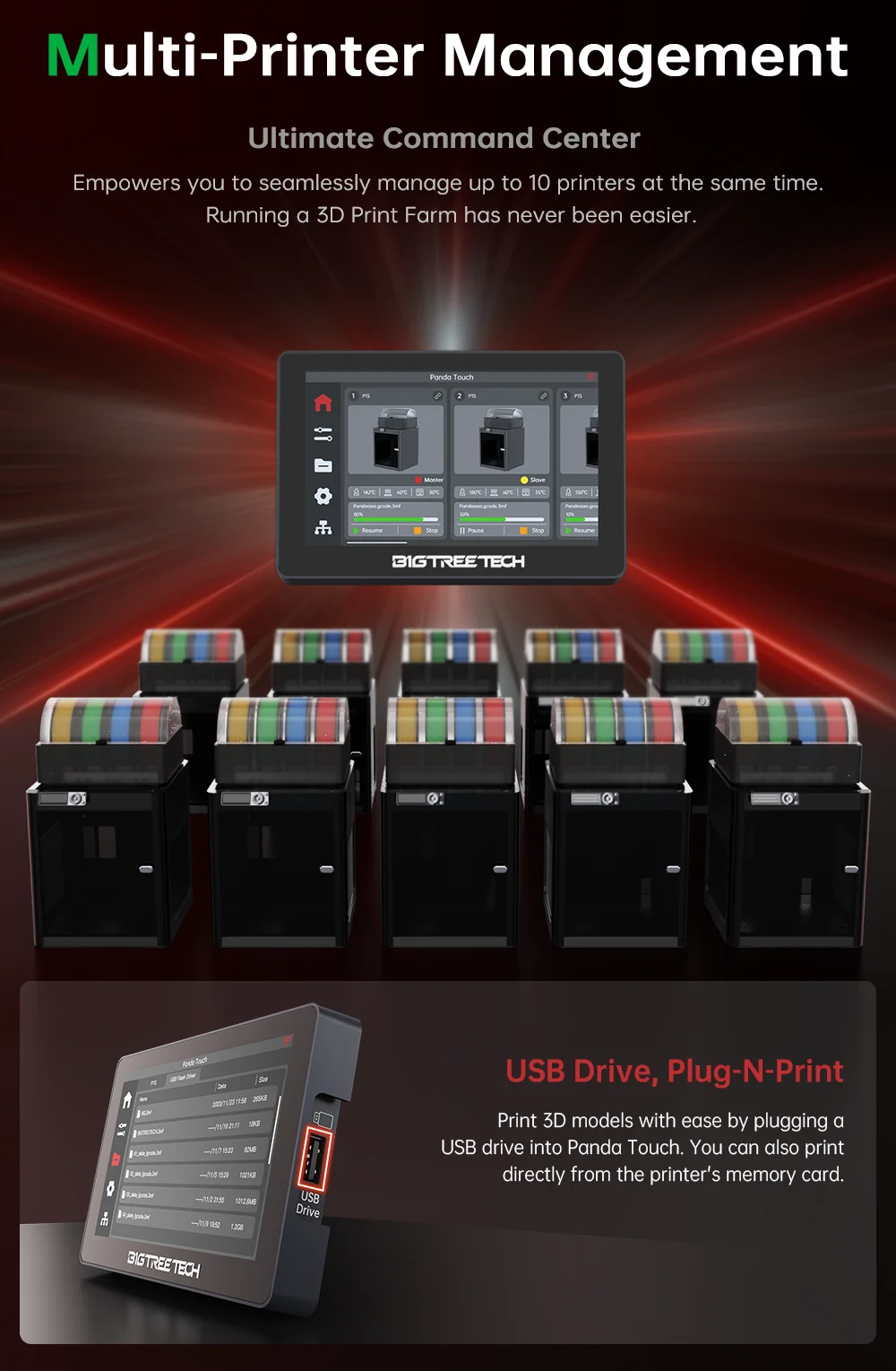 BIGTREETECH Panda Touch 5 Inch Touch Screen Multi-Printer Wireless Control Upgrade For Bambu Lab X1 P1 BambuLab A1 3D Printer