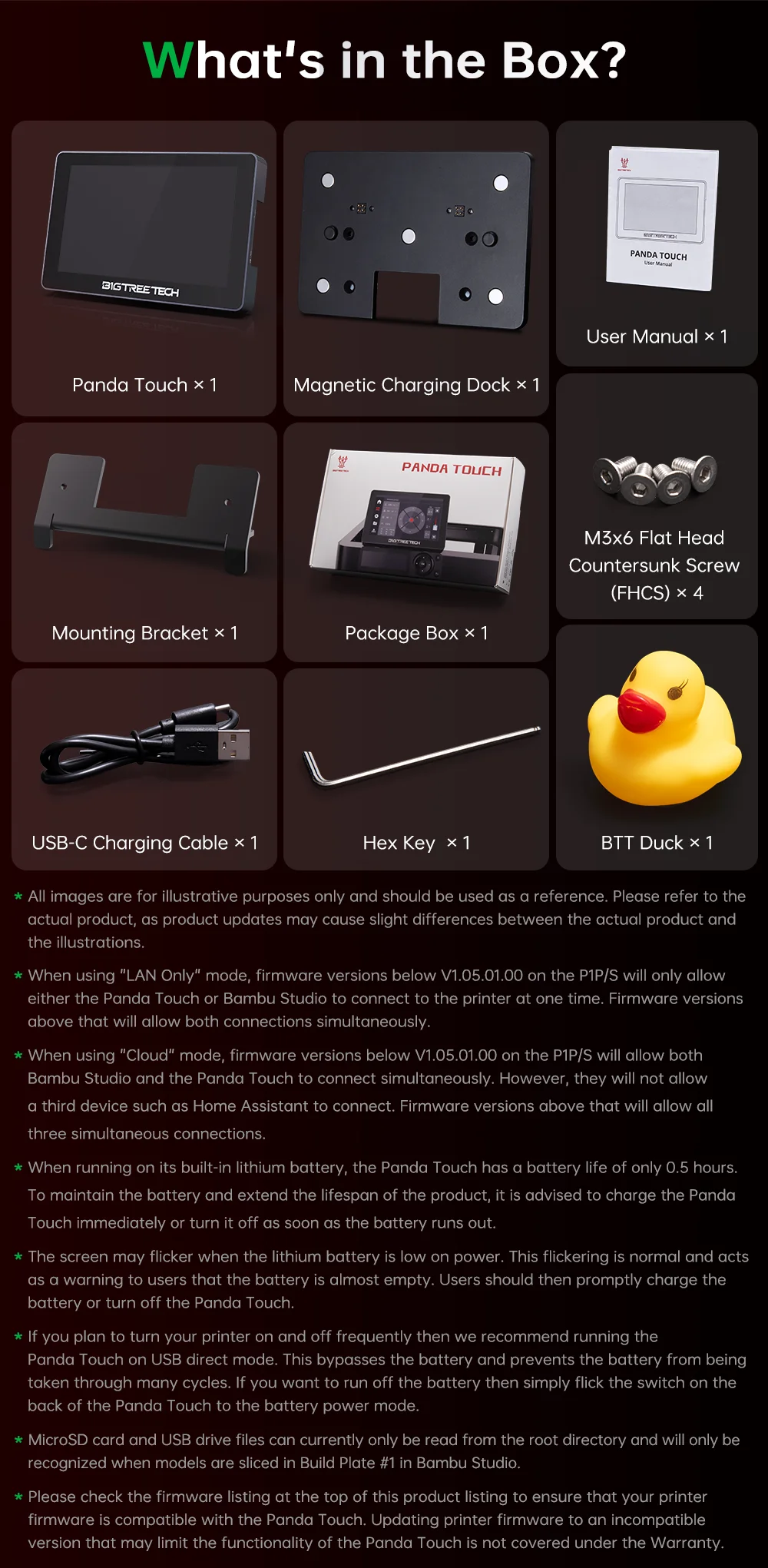 BIGTREETECH Panda Touch 5 Inch Touch Screen Multi-Printer Wireless Control Upgrade For Bambu Lab X1 P1 BambuLab A1 3D Printer