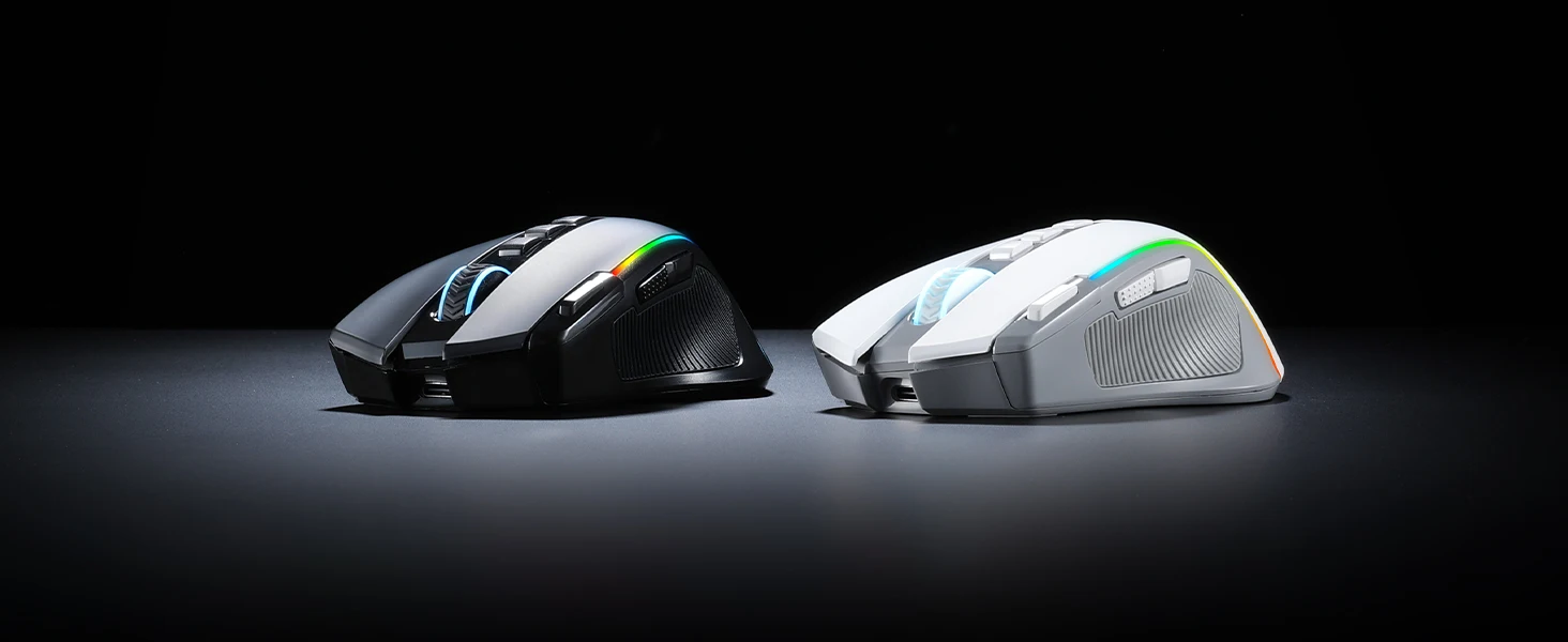 Redragon M612 PRO RGB BT 2.4G Gaming Gamer Mouse, 8000 DPI Wireless Optical 9 Programmable Buttons 7 Backlit Modes, B