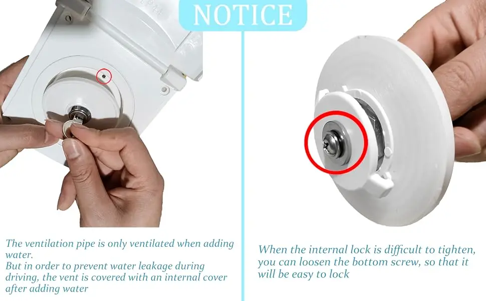 RV Water Inlet with Cover, Gravity Water Fill Inlet with Square Bayonet Style Cap Magnetic Attraction and Lock Keys, Fresh Water