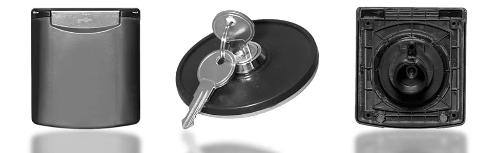 RV Water Inlet with Cover, Gravity Water Fill Inlet with Square Bayonet Style Cap Magnetic Attraction and Lock Keys, Fresh Water